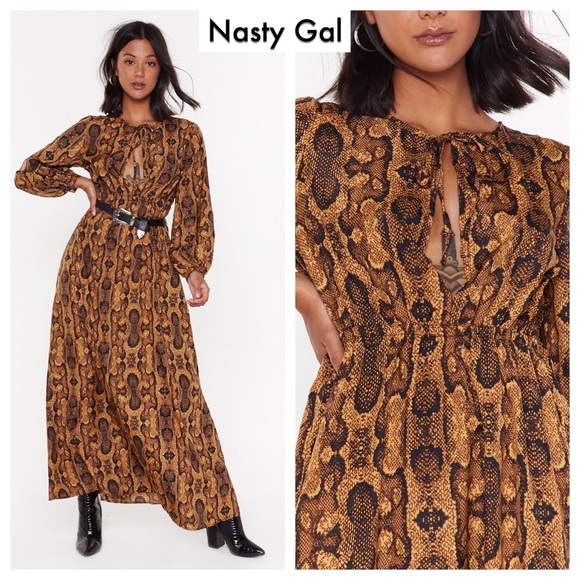 NWT Nasty Gal Snake It Extra Maxi Dress - Picture 1 of 3